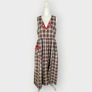Vtg Dogwood Lane Christmas Dress | S | Red Plaid | Seasonal Festive Cottagecore